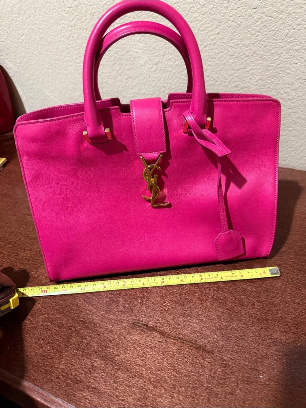 Saint Laurent Pink Leather Sac de Jour Style Tote with Gold YSL Hardware